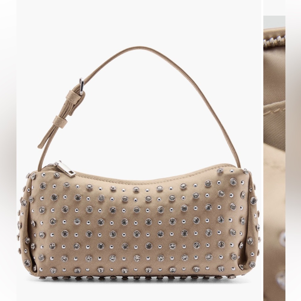 NWT MANGO Studded Beige Shoulder Bag